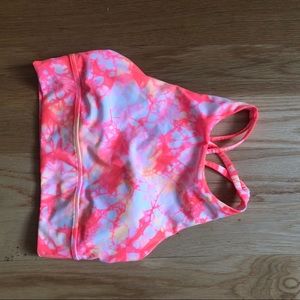 Orange and white tye dye lululemon sports bra
